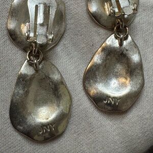 JNY Silver Tone Clip On Earrings | Organic Modern Dangle